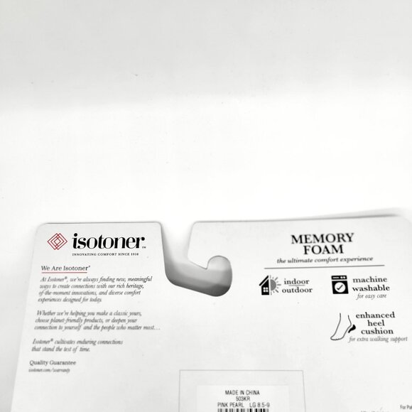 Isotoner Large Faux Fur Memory Foam Slide Slippers Womens Pink Pearl 8.5 - 9 New - Picture 6 of 6